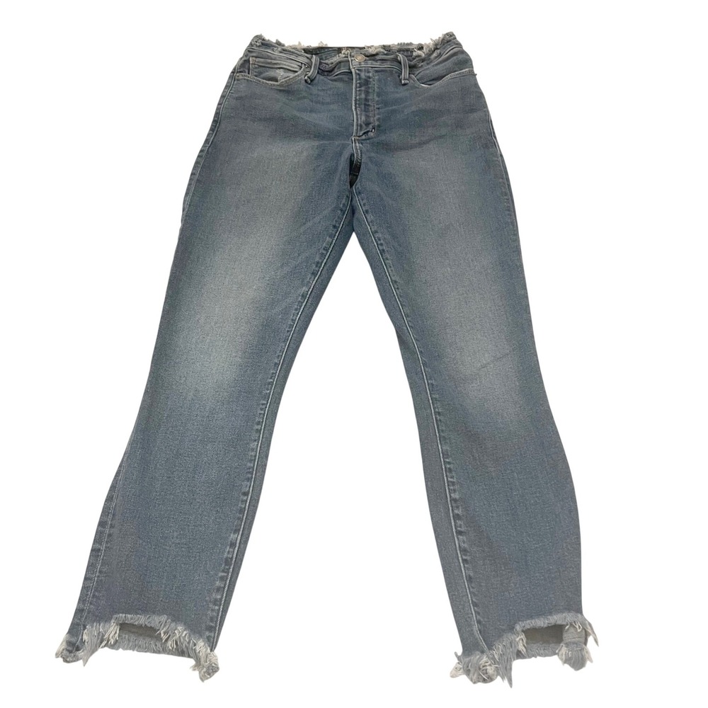 Abercrombie & Fitch Simone High Rise Ankle Jeans Blue Frayed Hem Size 27/4